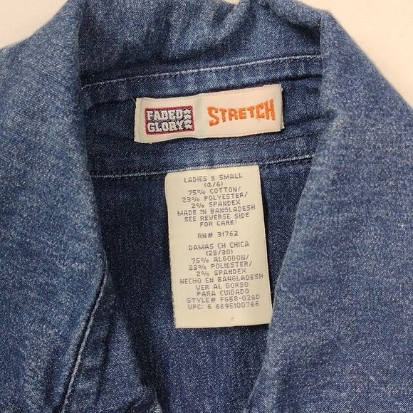 Faded Glory Womens Blue Denim Embroidered Button-Up Shirt - Picture 2 of 10
